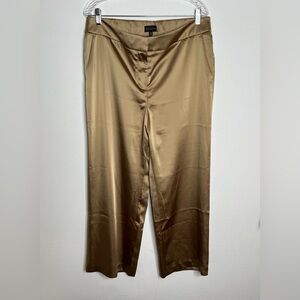 Talbots Women Pants Wide Leg Side Pocket 100% Poliéster Tan Size 14 P